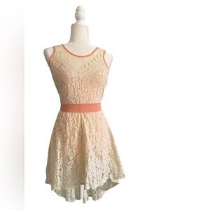 Flying Tomato Lace Mini Dress - Cream and Peach